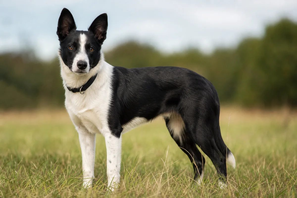 Border Collie with a smooth, short coat and minimal feathering